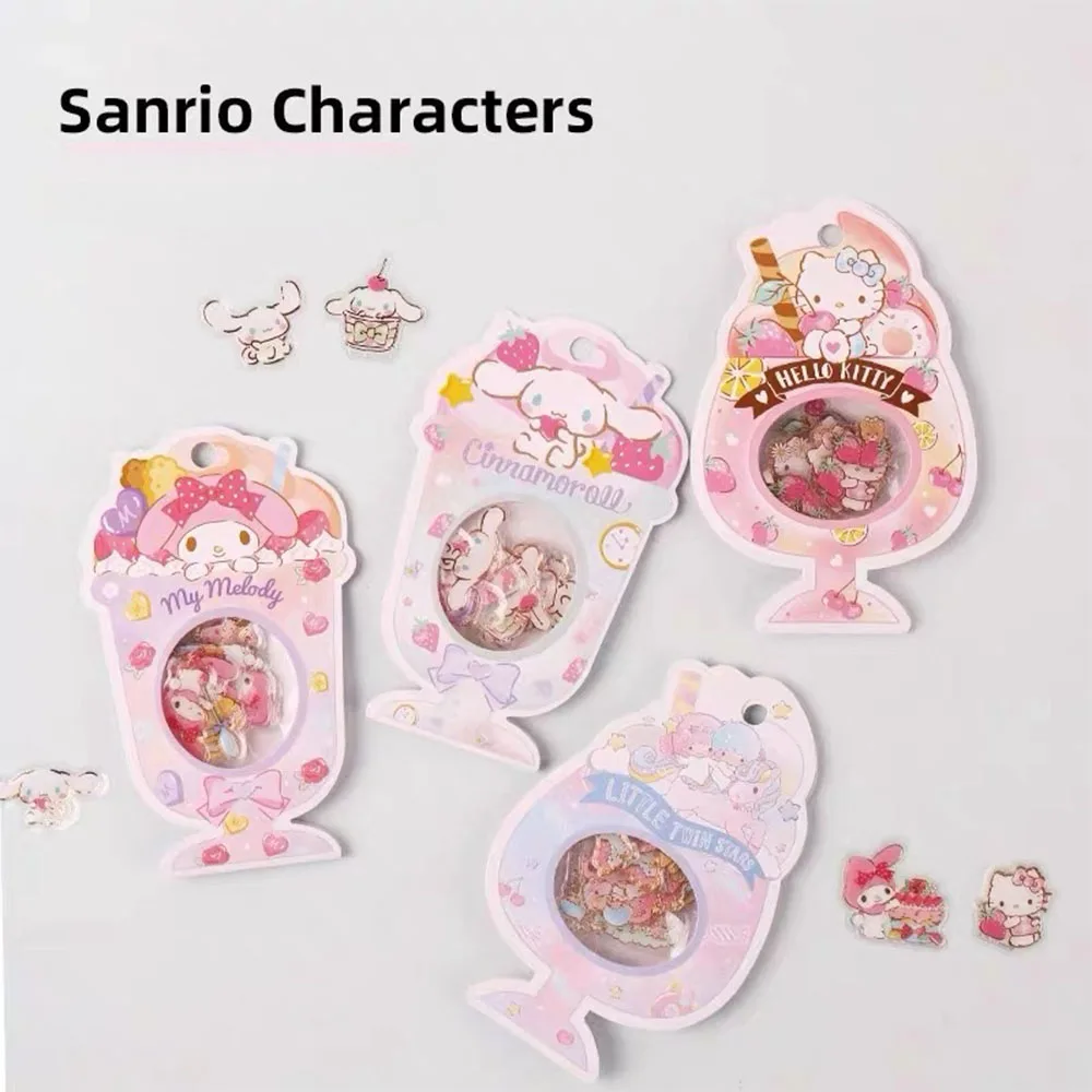 Genuine Sanrio Stickers Pack Hello Kitty Cinnamoroll Melody Decals for Laptop Phone Skateboard Cartoon Sticker Toys for Girls