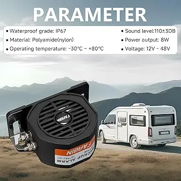 Truck Back up Alarm 110dB 12V-48V DC Car Reverse Alarm Horn Heavy-Duty Backup Warning Reversing Warning Alarms Waterproof Back U
