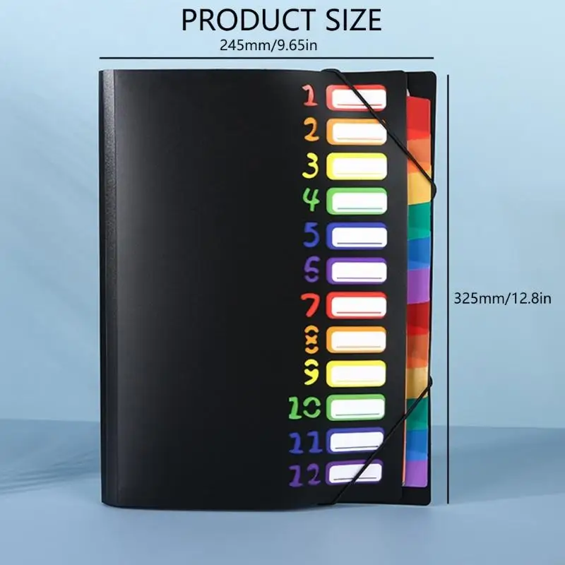 Set of 2pcs Expanding File Folder System 12 Compartments Waterproof Organiser Case for School and Office Supplies K1KF