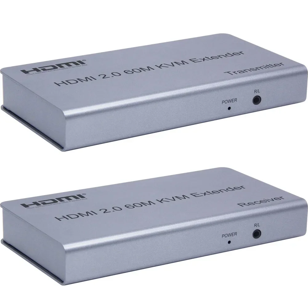 4K 60hz 60M HDMI KVM Extender Over Cat5e Cat6 RJ45 Network Cable Video Transmitter and Receiver Support Mouse Keyboard HDMI Loop
