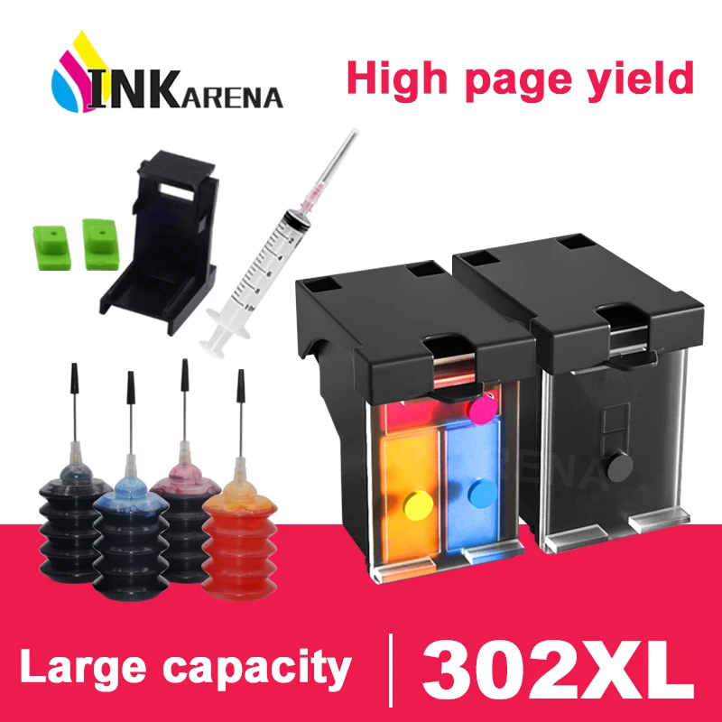 INKARENA 302 Ink Cartridge Remanufactured For HP 302 302XL DeskJet 1110 2130 for HP302XL Envy 4520 Officejet 3630 3639 Printers