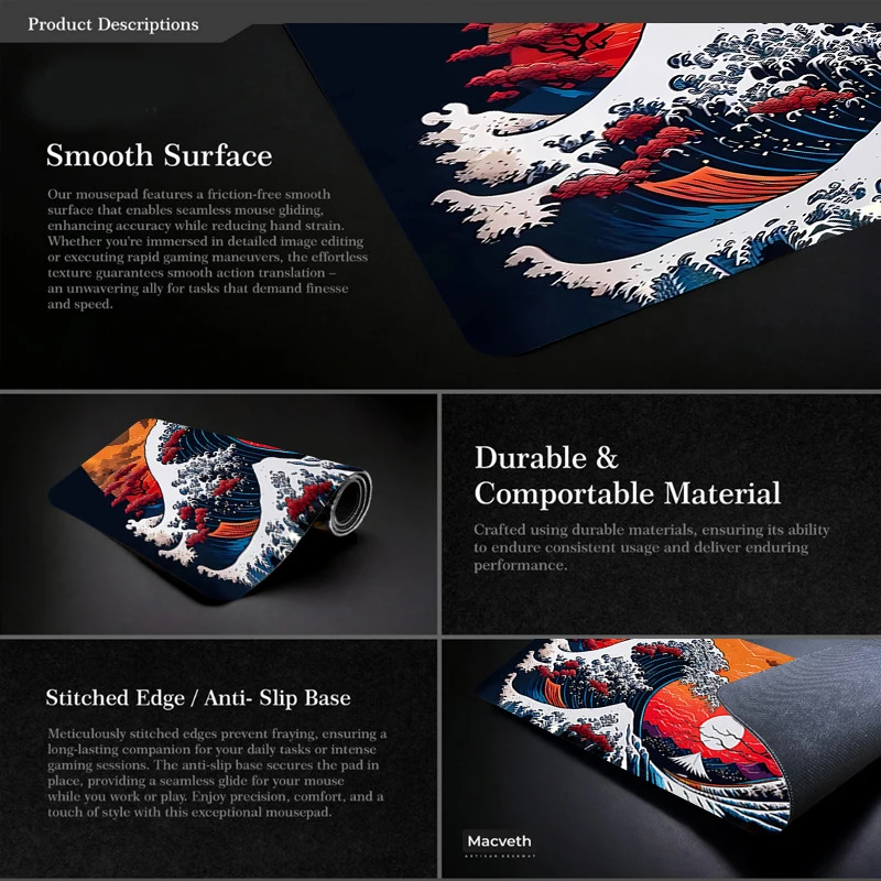 Non-Slip Gaming Mouse Pad, HD Mousepad, tapete de teclado mecânico, Office Mouse Mats, Home Custom, XL, XXL