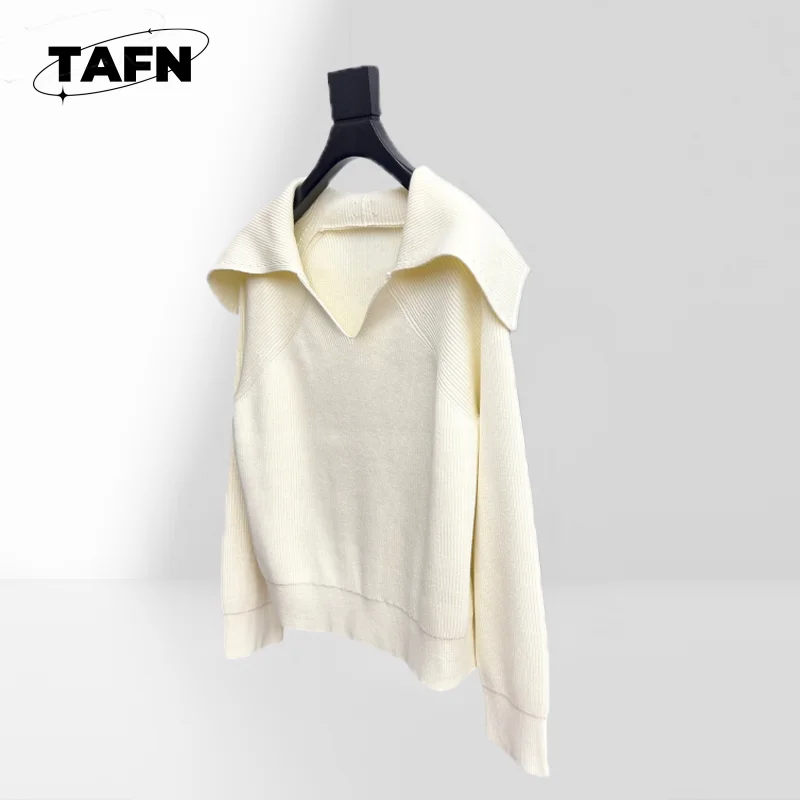 سترة متماسكة عصرية بلون سادة للنساء، مريحة وعصرية لفصل الشتاء، سترة متماسكة عصرية برقبة دائرية AK0519 #3