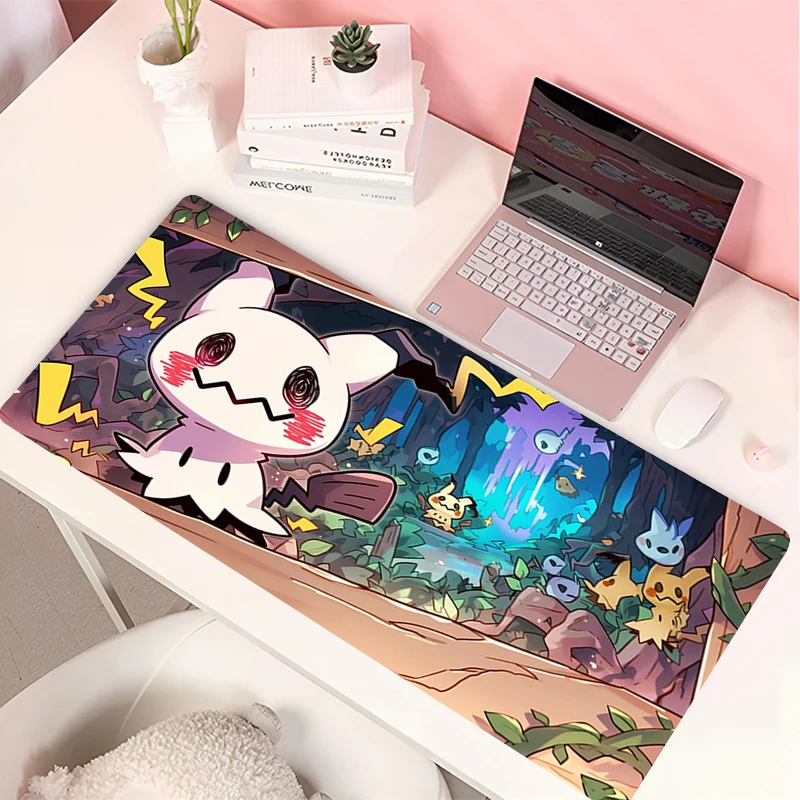 Bantalan Mouse Laptop Anime lucu m-mimikyu alas meja Keyboard dekorasi meja karet alami bantalan Mouse Panjang karpet kantor pinggiran mengunci