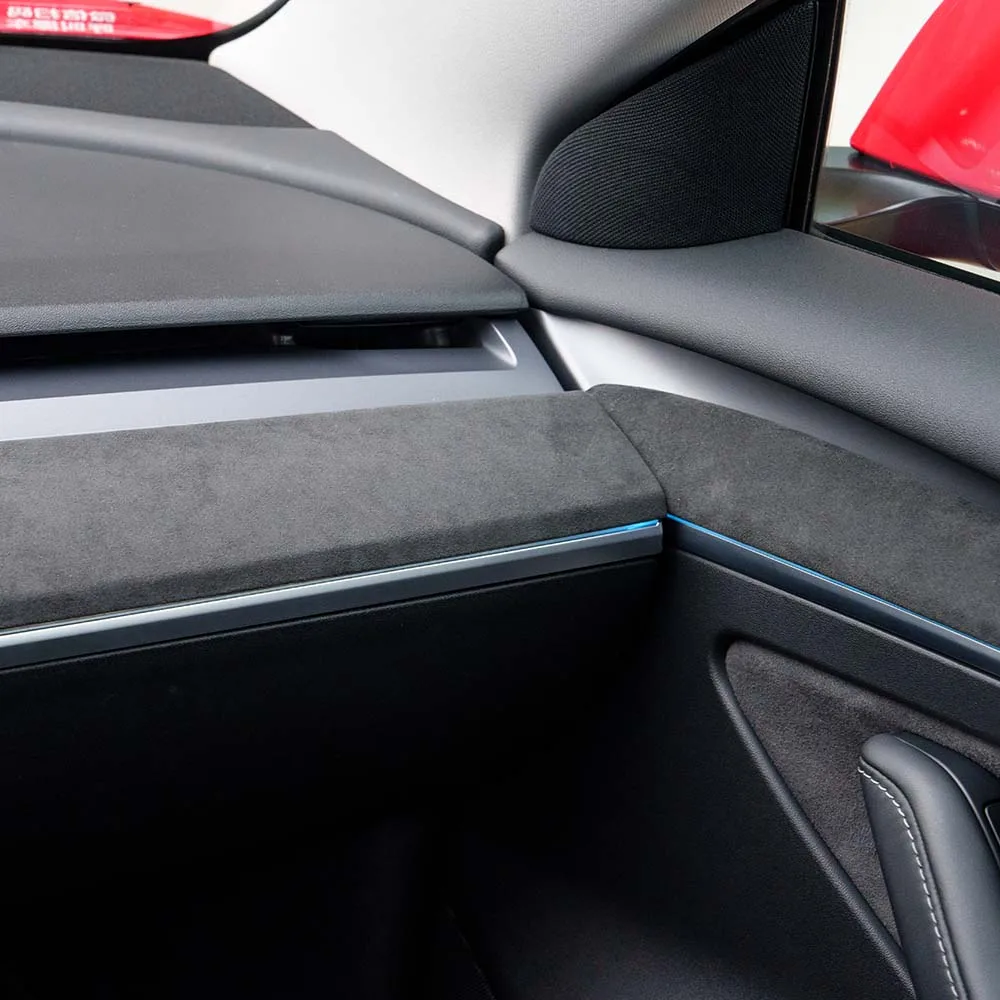 Alcantara Voor Tesla Model 3 Model Y 2020-2023 Auto Dashboard Hoes Deurbekleding Sticker Auto Interieurdecoratie Accessor