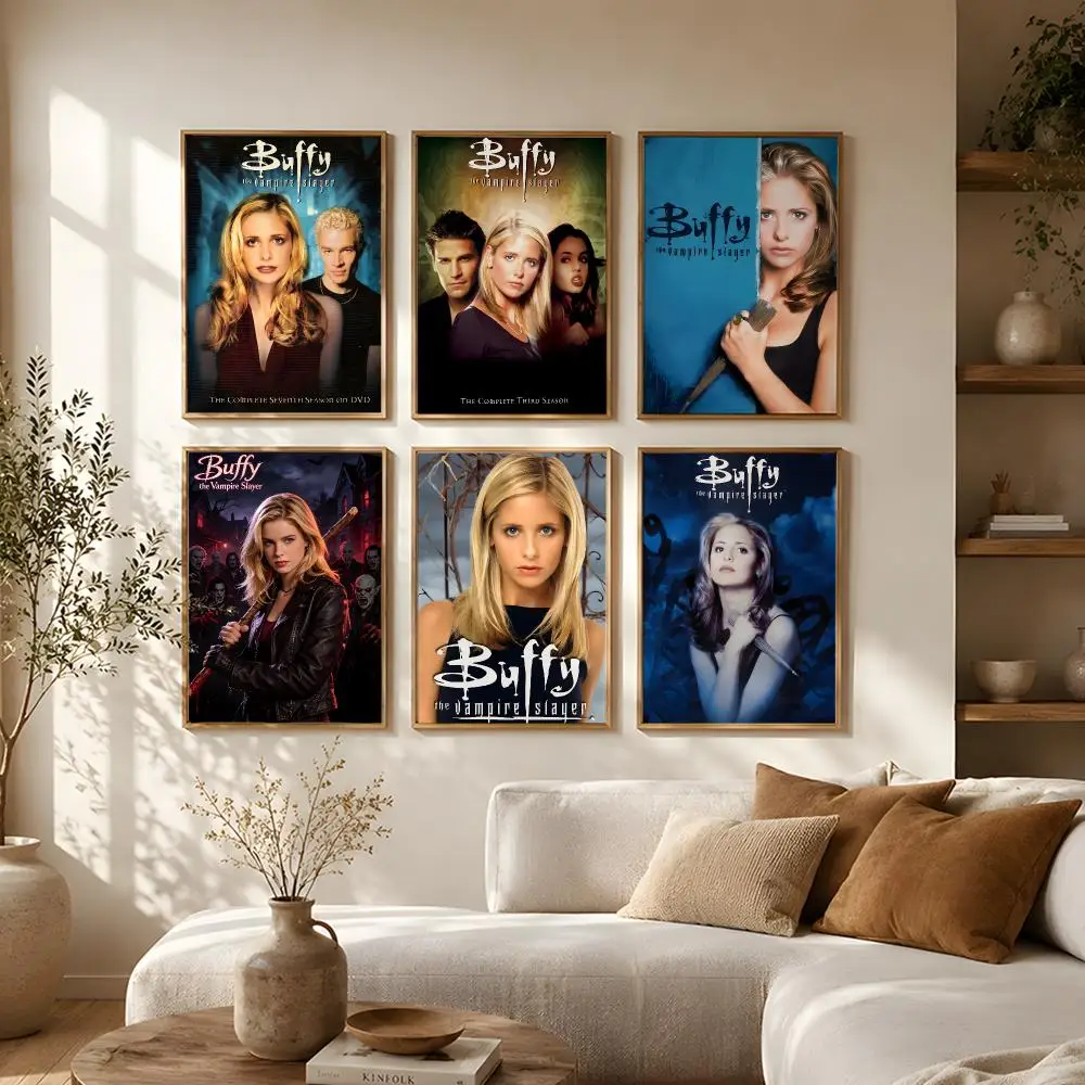 Buffy the Vampire Slayer Poster Self-Adhesive HD Mural Wall Decals, Living Room Bedroom Home Decor Gift