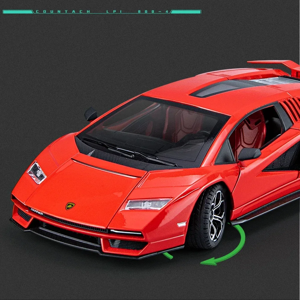 

Countach 1:24 LPI800-4 Суперкар из сплава, литая под давлением модель Countach, литой звук, супергоночный подъемный хвост, горячее колесо автомобиля, подарки