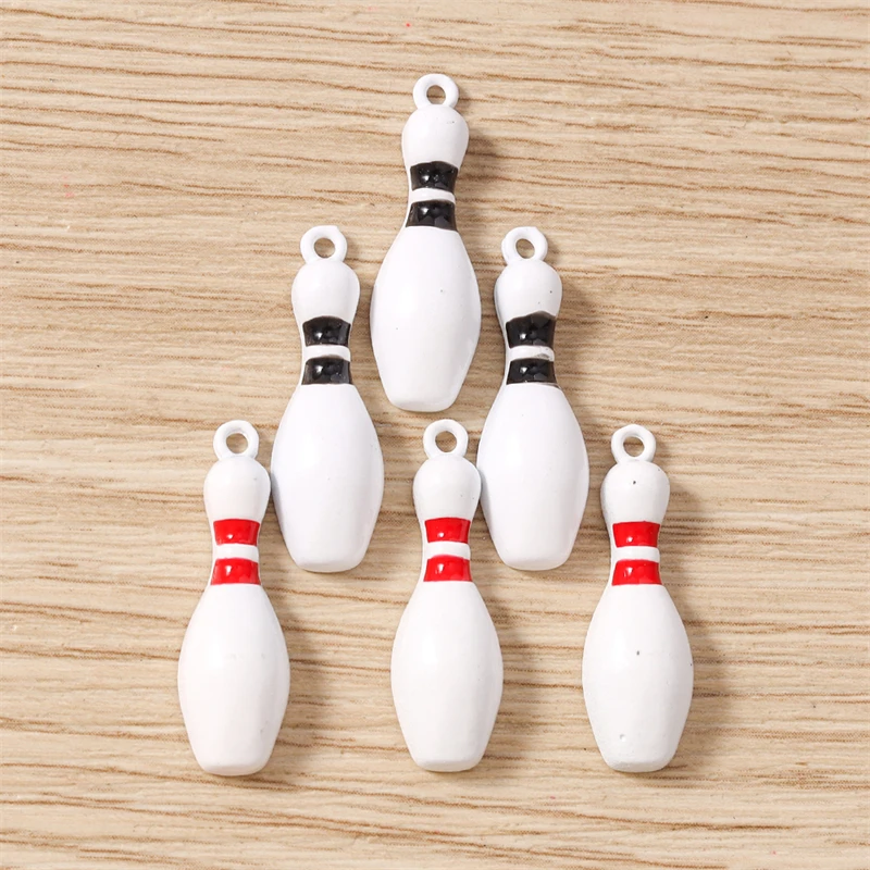 10 Stück 8x25mm lustige Emaille Sport Bowling Charms Anhänger für Schmuckherstellung Halsketten Ohrringe Armbänder DIY Bastelzubehör – Detail 10