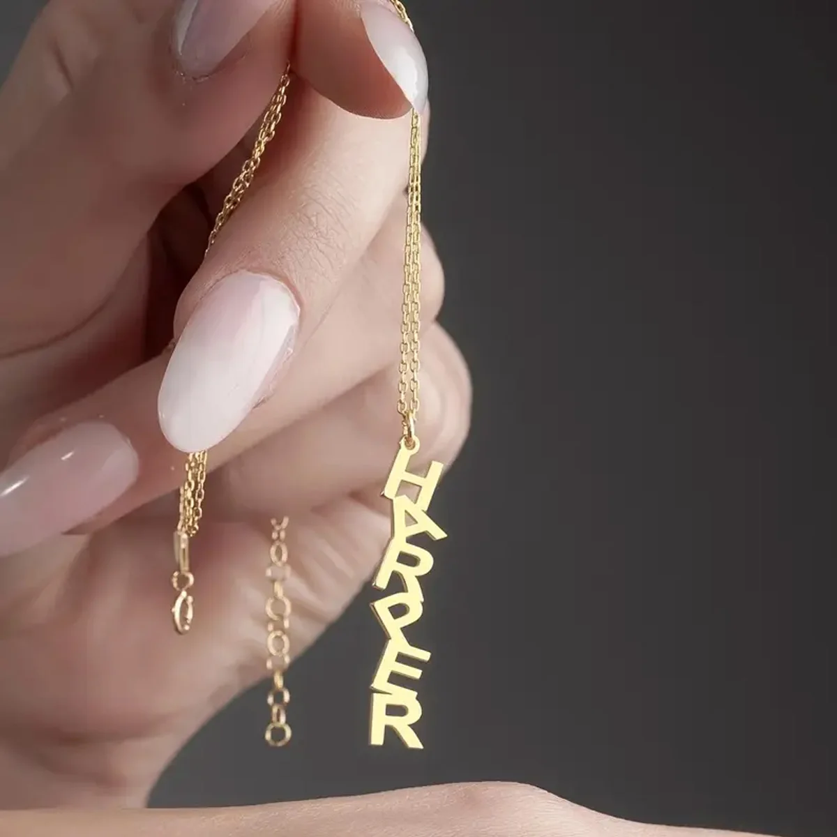 Custom Vertical Name Necklaces For Women Gold Color Personalized Stainless Steel  Capital Letter Name Necklace Birthday Jewelry