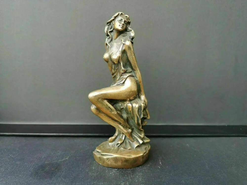 

Art Deco Sculpture Bronze Beautiful Nude Woman Girl Copper Statue Figures