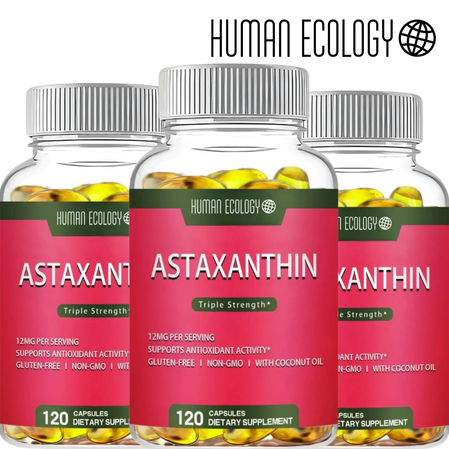 Human Ecology Astaxanthin Supplement Max Absorption Stronger Antioxidant NonGMO GlutenFree