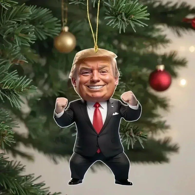 10PCS/lot, 2D Trump-Inspired Christmas Decor Hanging Ornament For Car  Perfect Holiday DIY Gift Cartoon Pendant Keychain Pendant