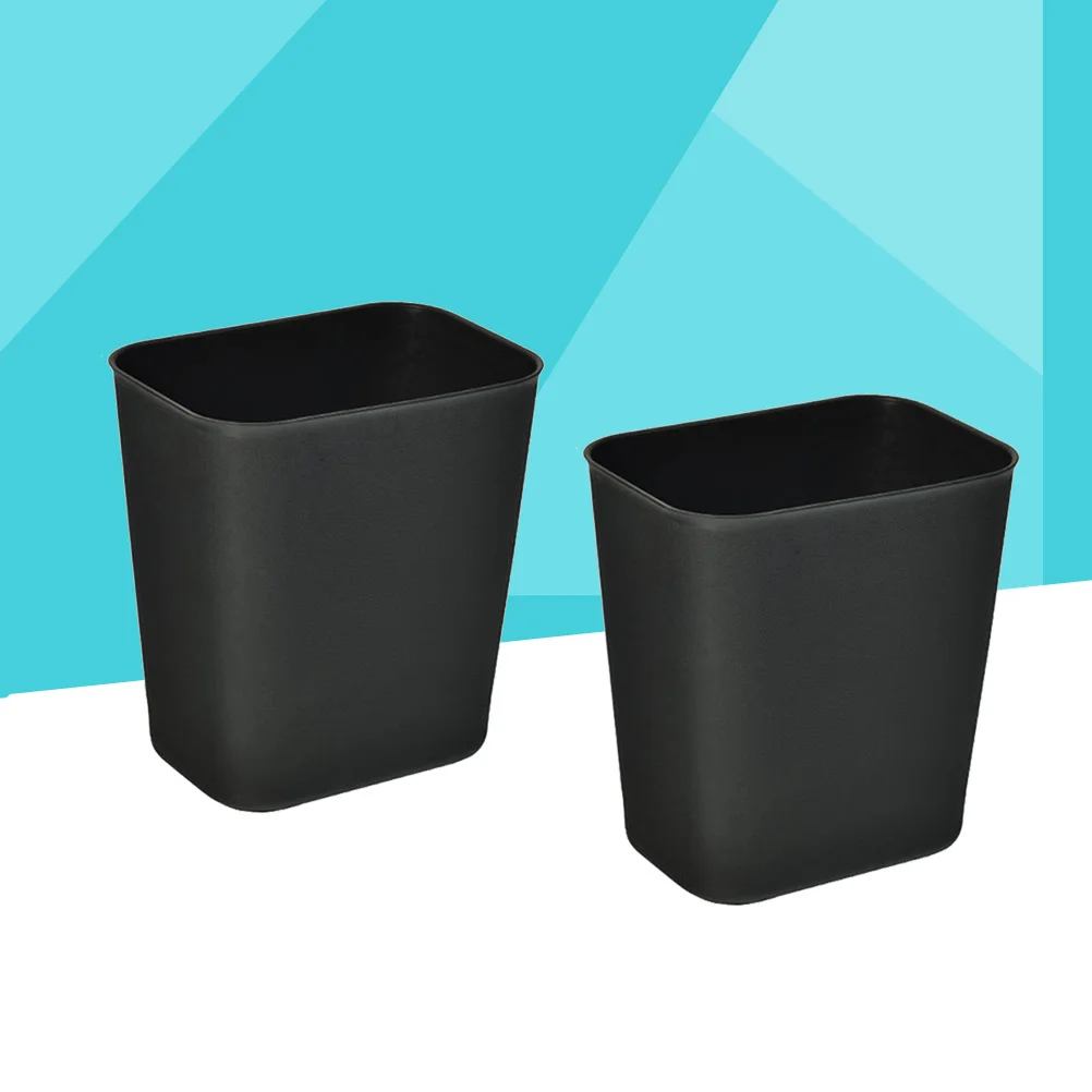 

2Pcs Japanese Style Small Trash Can Square Desktop Waste Bin 14L Black Household Garbage Organizer for Kitchen Bedroom