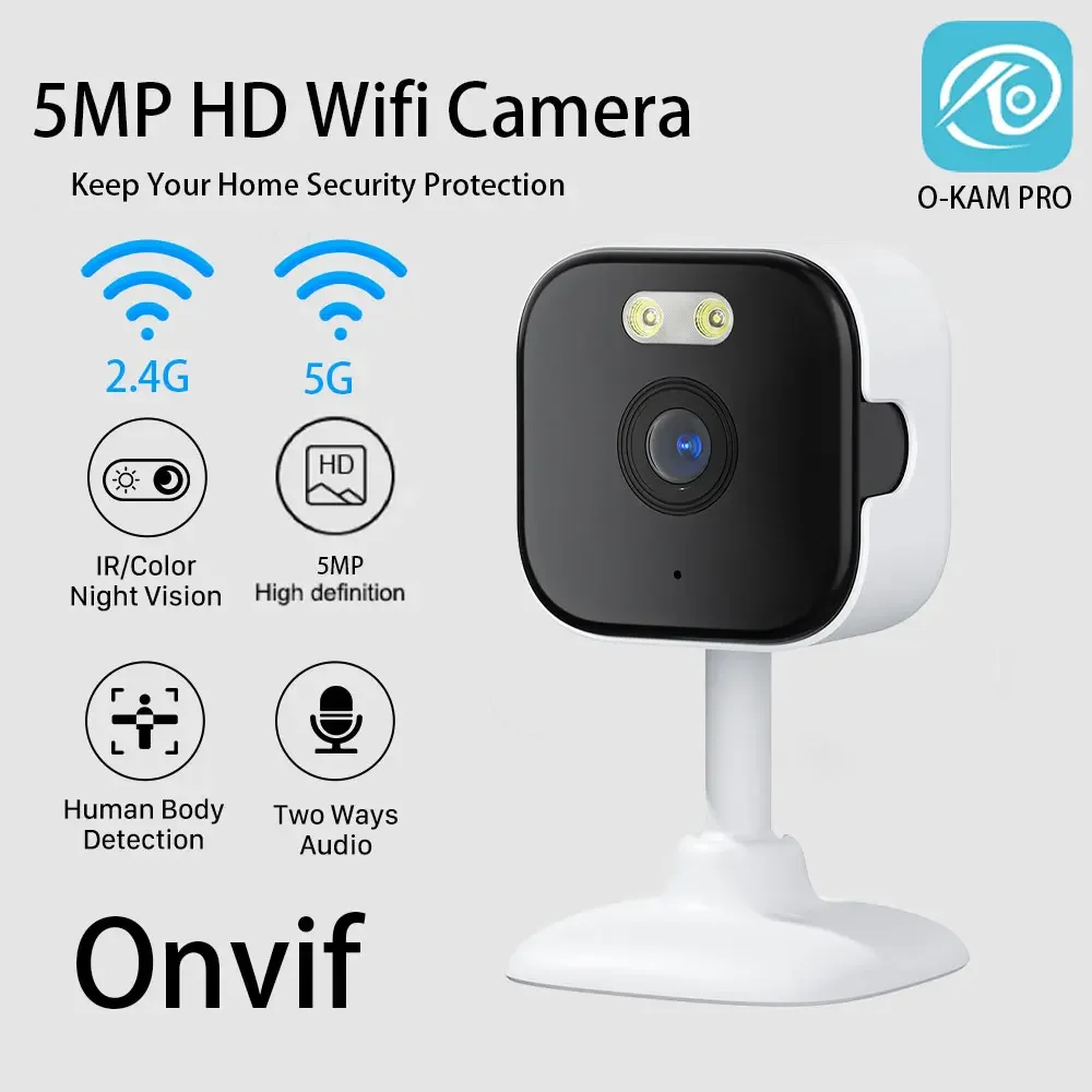 5MP HD Wifi Security Camera Mini Indoor Home Surveillance Camera Night Vision Two Ways Audio Human Detection O-KAM APP 5G IP CAM