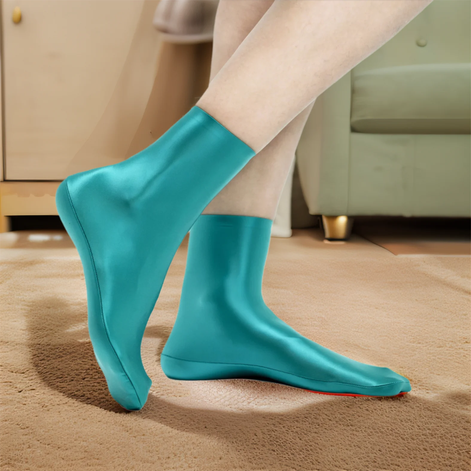 MJINM Calzini tubolari traspiranti da donna Calzini neutri Colori caramelle Primavera Autunno Calzini a metà polpaccio lucidi morbidi e delicati sulla pelle