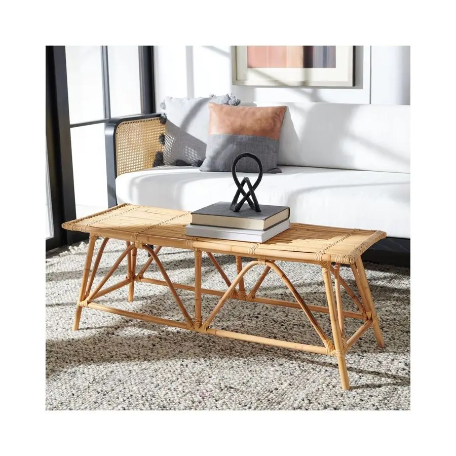 Home Collection Montgomery Natural Rattan 15 w. x 47 d. x 18 h. Coffee Table