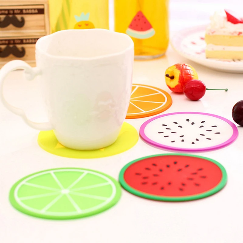 1pcs sottobicchiere a forma di frutta sottobicchiere in Silicone tappetino isolante in Silicone portabicchieri portabicchieri portabicchieri decorazioni da tavola per la casa