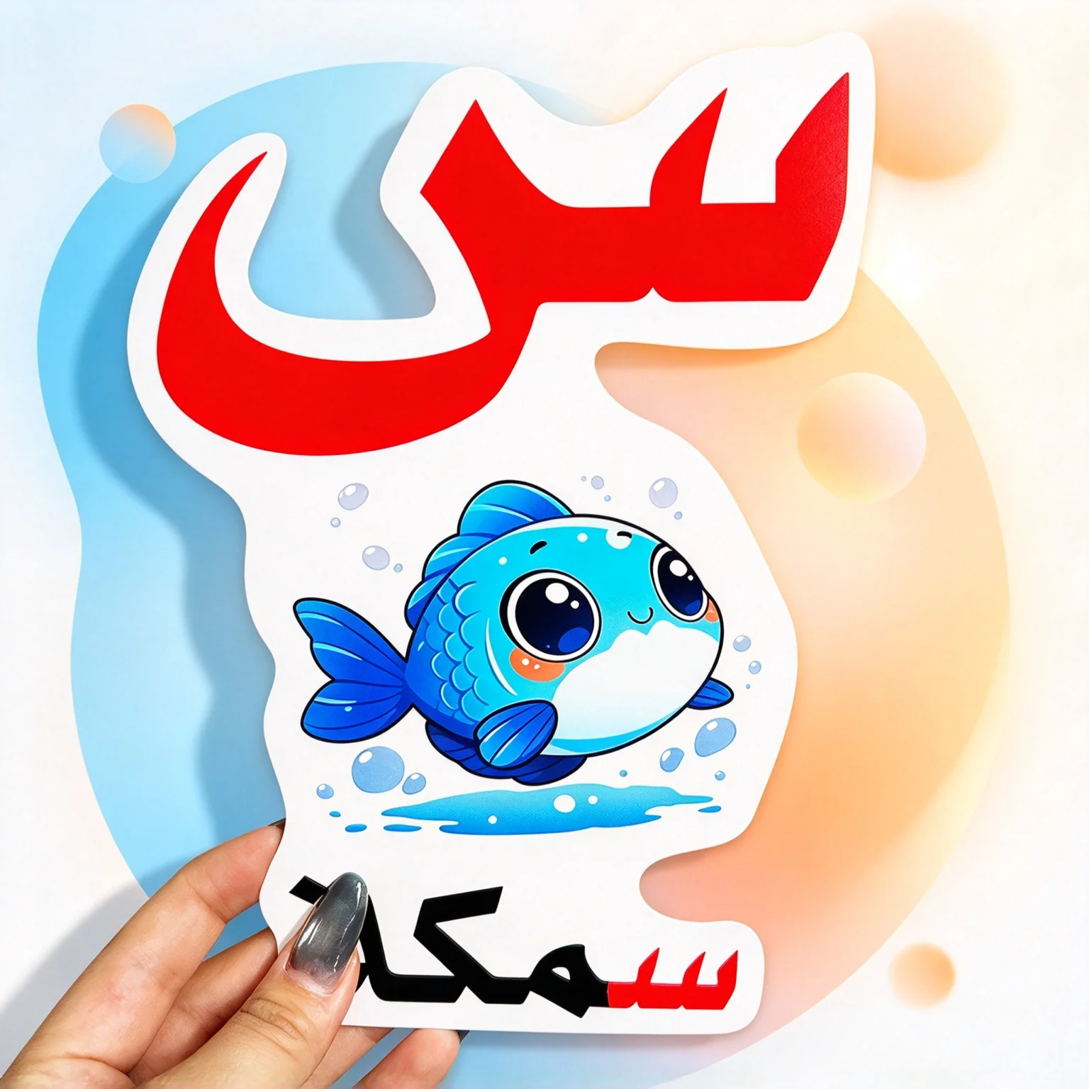 28 brightly colored Arabic alphabet flashcards, featuring rich fruit illustrations—perfect for classroom or home instruction.