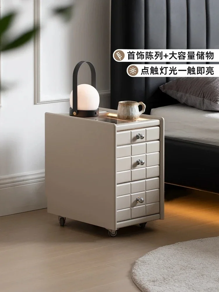 

A Modern Simple Bedside Table Light Luxury Ultra Narrow Bedside Cabinet Bedroom Movable Bedside Supporter