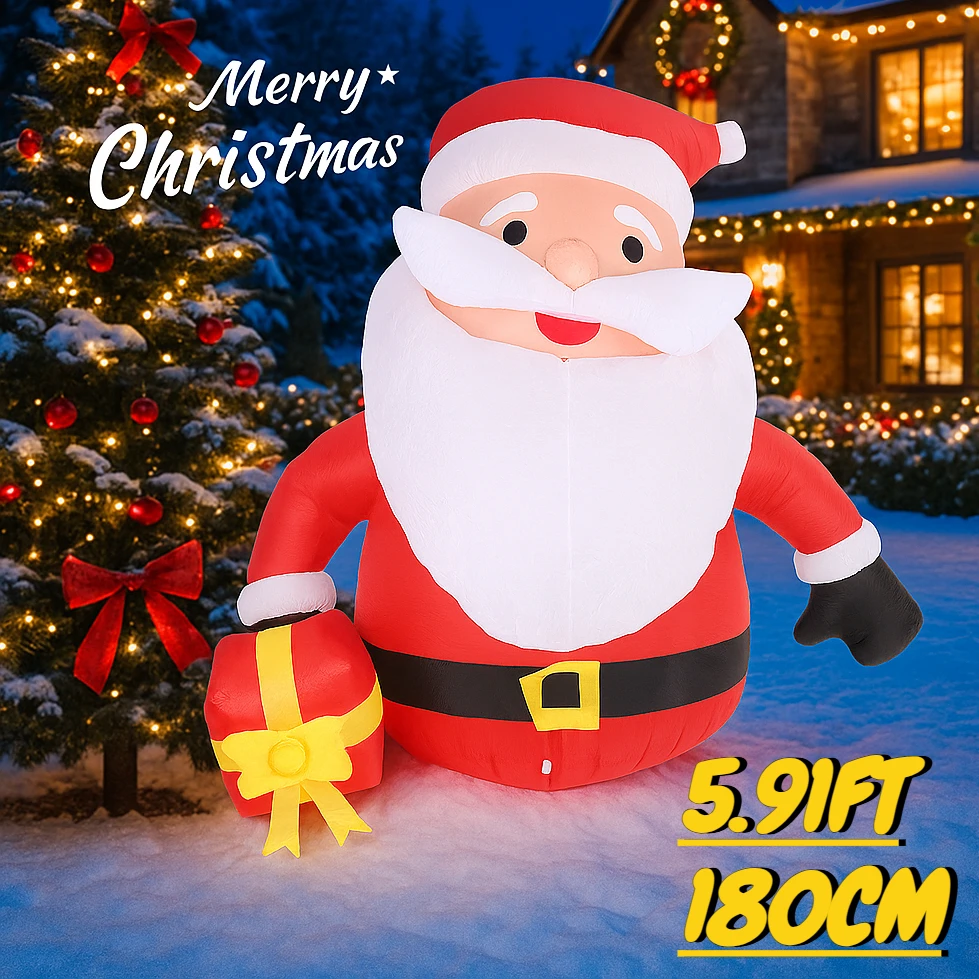 

5.91FT Inflatable Toy Santa Claus Gift Box with LED Lit Xmas Yard Party Decoration Christmas Home Supplie Ornament Outdoor Decor