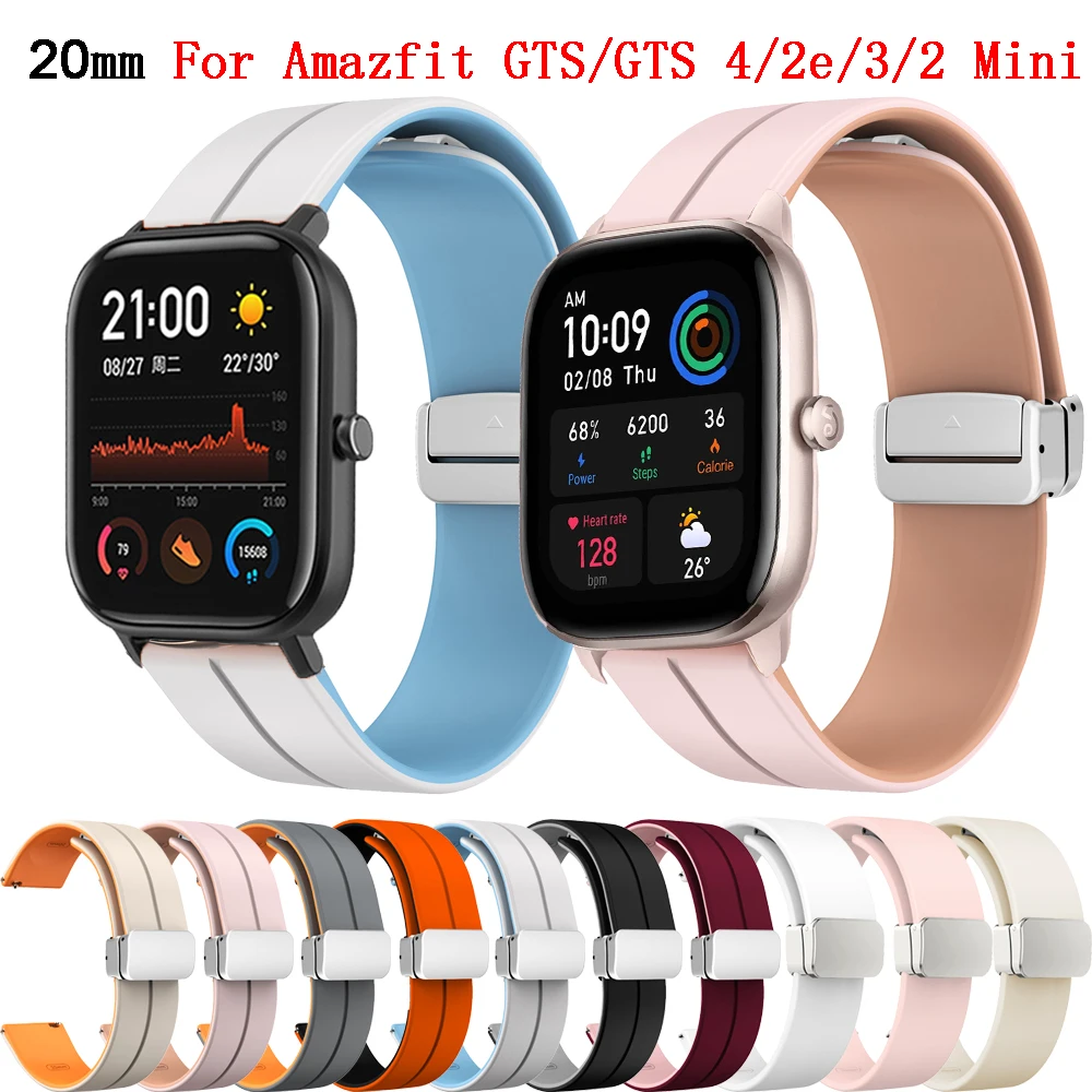 Magnetic Buckle Band For Amazfit GTS 4 GTS4 mini/3/2/2e/GTR 42mm Silicone Strap For Amazfit Bip 3 Pro Bracelet 20mm Watchband