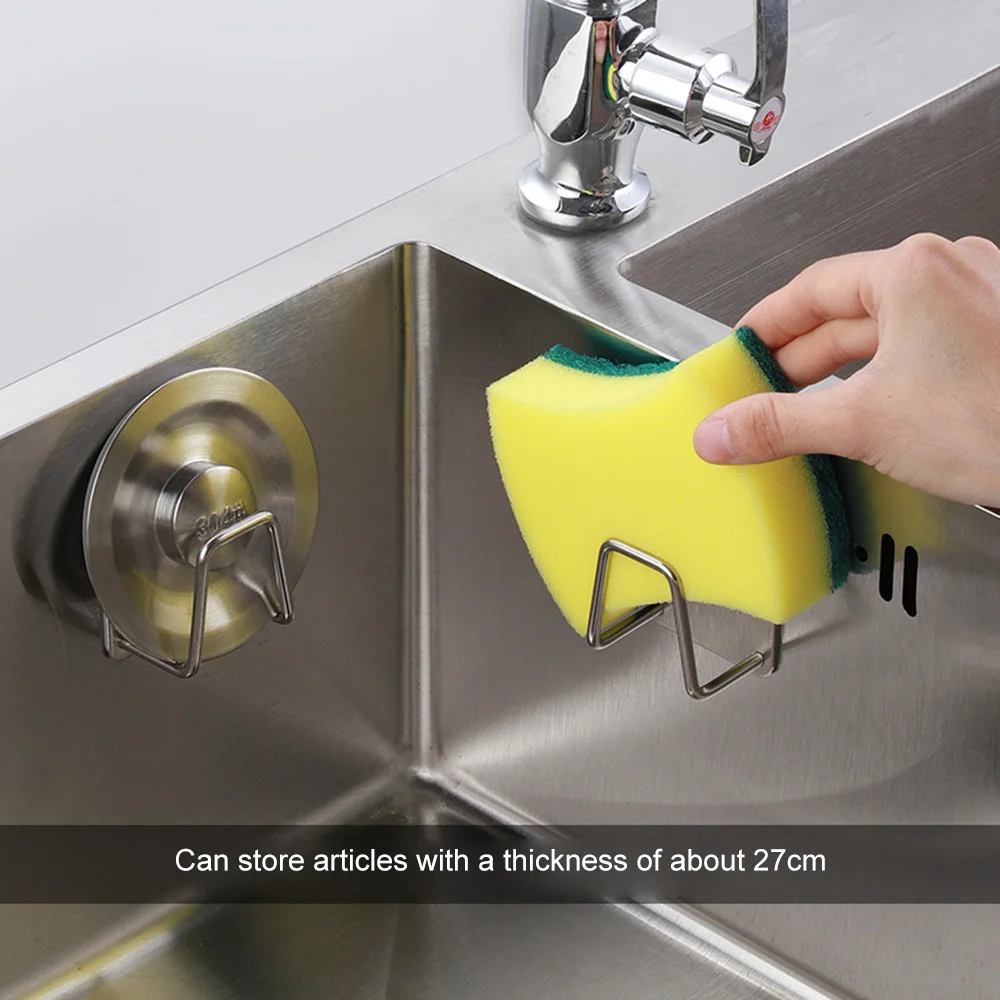 Kitchen Stainless Steel Sink Shelf  Sponges Holder Drain Drying Sink Kitchen Wall Hooks Accessories Storage Organizer