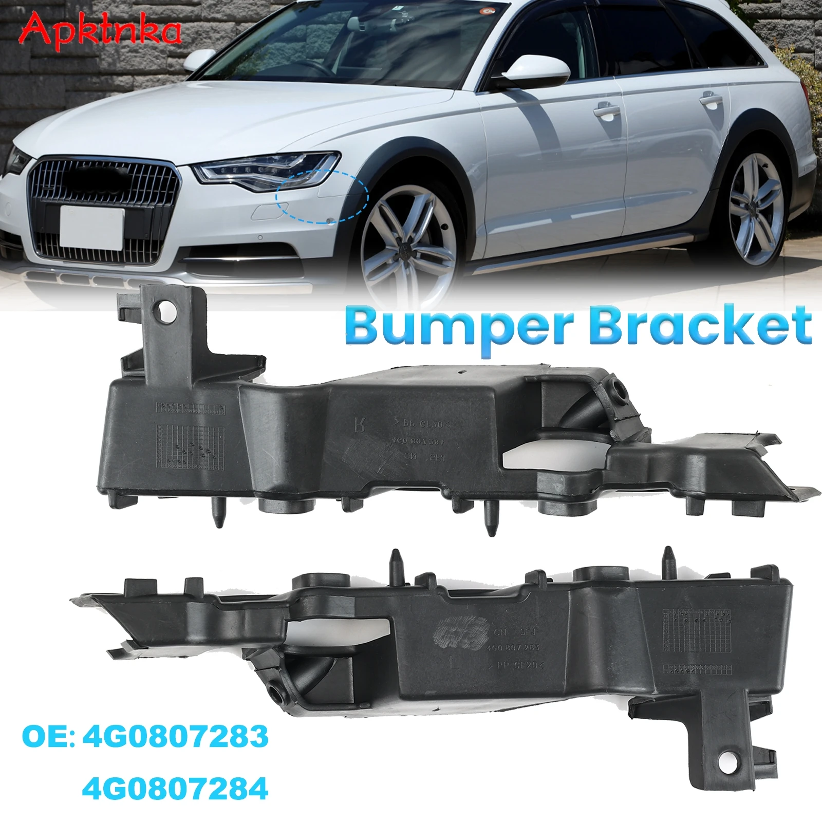 

2PCS Front Left Right Side Bumper Support Bracket 4G0807283 4G0807284 For Audi S6 A6 A6 Quattro 2012 2013 2014 2015 2016 2017-18