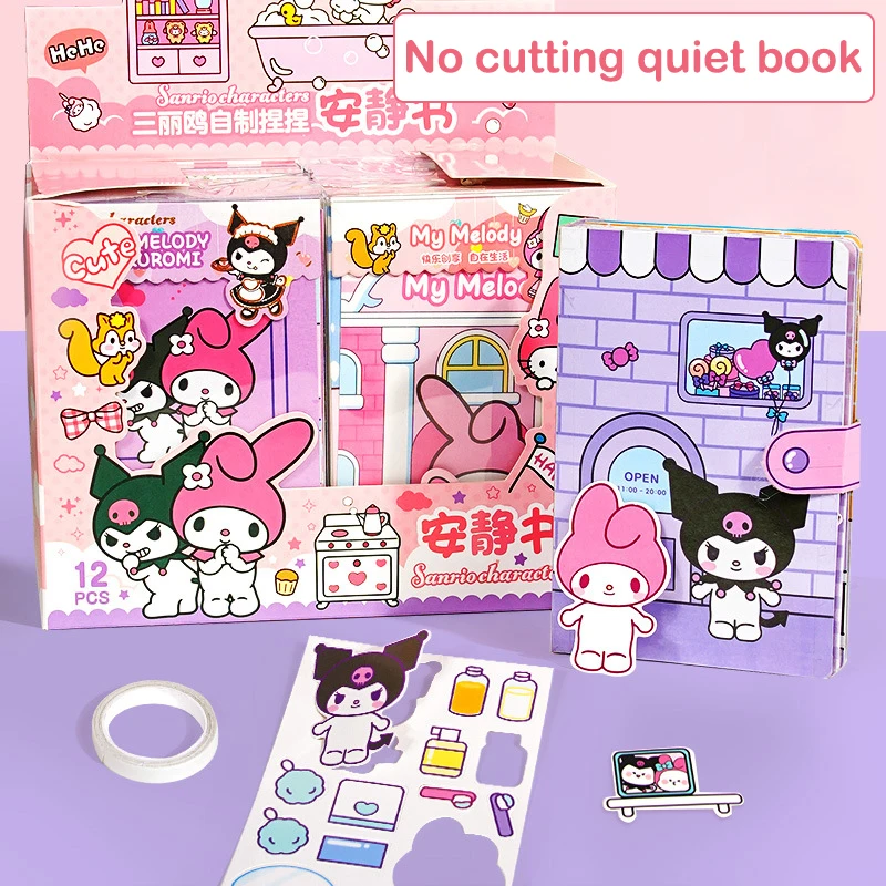 Sanrio Hello Kitty My Melody Cinnamoroll Quiet Book Kawaii Dress Up Material Book Children Manual DIY Decompress Toys Gift