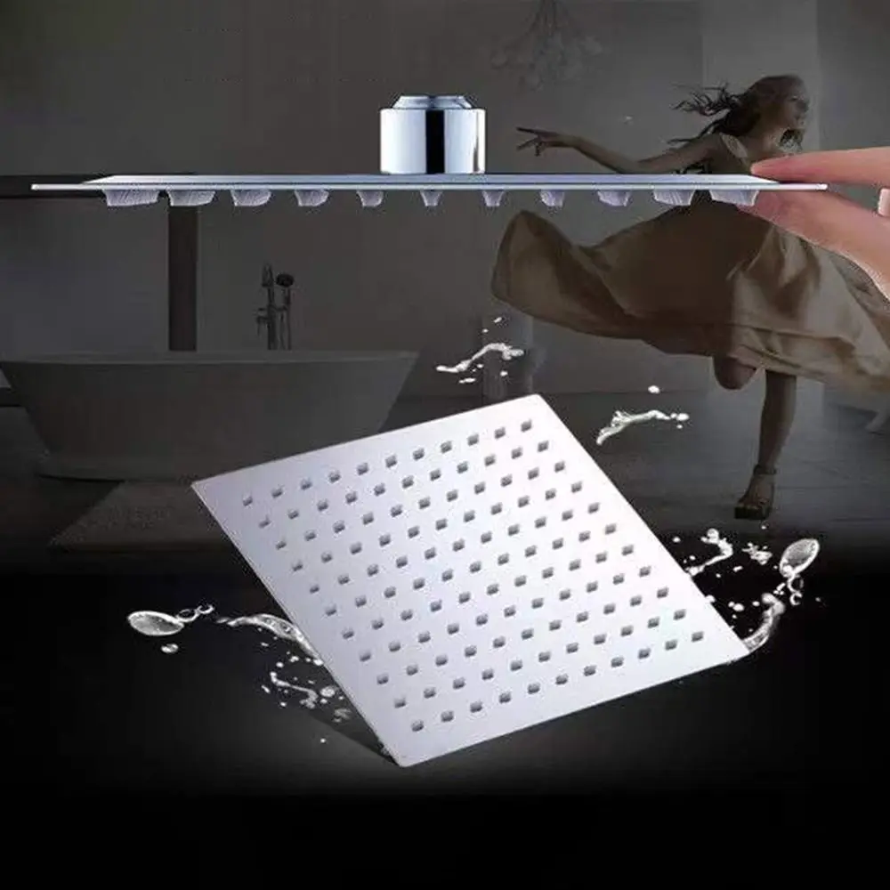 6/8/10 Inch Waterfall Shower Heads Ultra-Thin Stainless Steel Rainfall Shower Head High Pressure High Flow