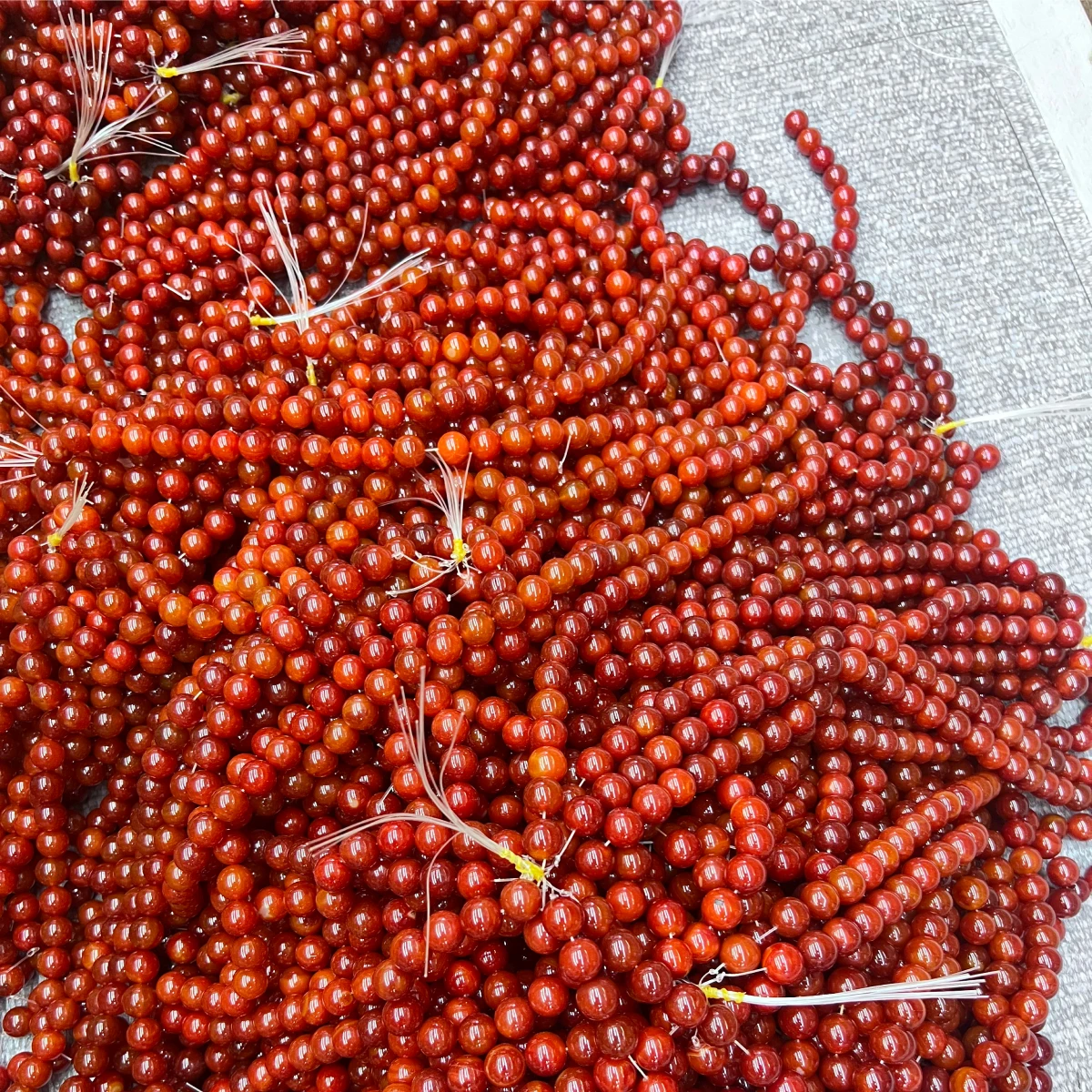 

14mm Natural Red Agate Round Loose Beads, 15" Strand Smooth Polished Carnelian Gemstone Beads for Jewelry Making, DIY Necklaces,