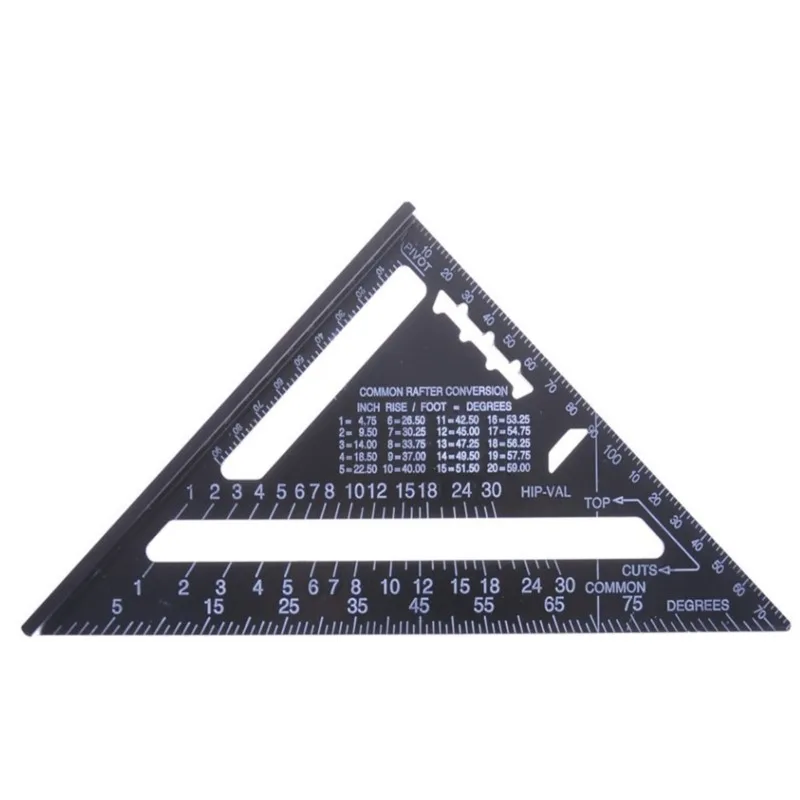 Strumento di misurazione del righello triangolare da 7 pollici Strumento di layout quadrato a lettura rapida Angolo triangolare per righello da falegname per la lavorazione del legno