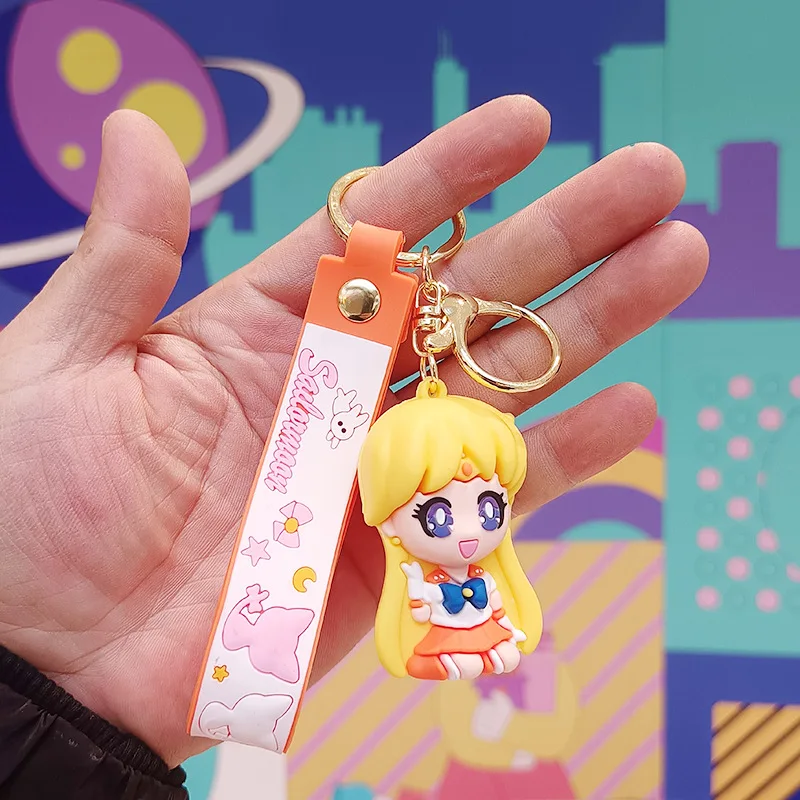 Anime Sailor Moon Keychain Tsukino Usagi Hino Rei Action Figure