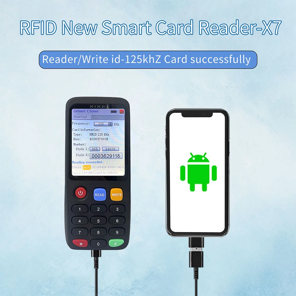 X7 Handheld RFID Reader 125Khz 13.56Mhz IC ID NFC Chip Programmer CUID T5577 Tag Clone Copy Multi-frequency Card Copy