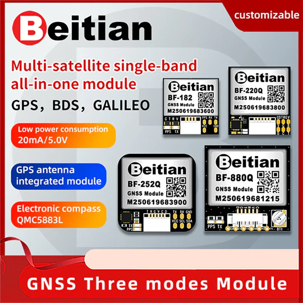 

Beitian BF-180/182/220/222Q/252Q/280/880/880Q GPS Module with Flash Ceramic Antenna GNSS Receiver for FPV Drone Flight Control