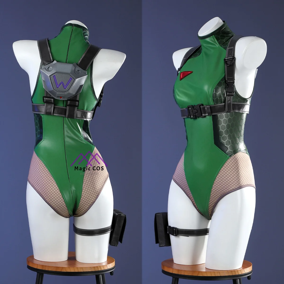 

Top Game Cosplay Costume Anime Cammy White Role Playing Sexy Leather Green Jumpsuit for Women Comic Con Halloween Party Suits