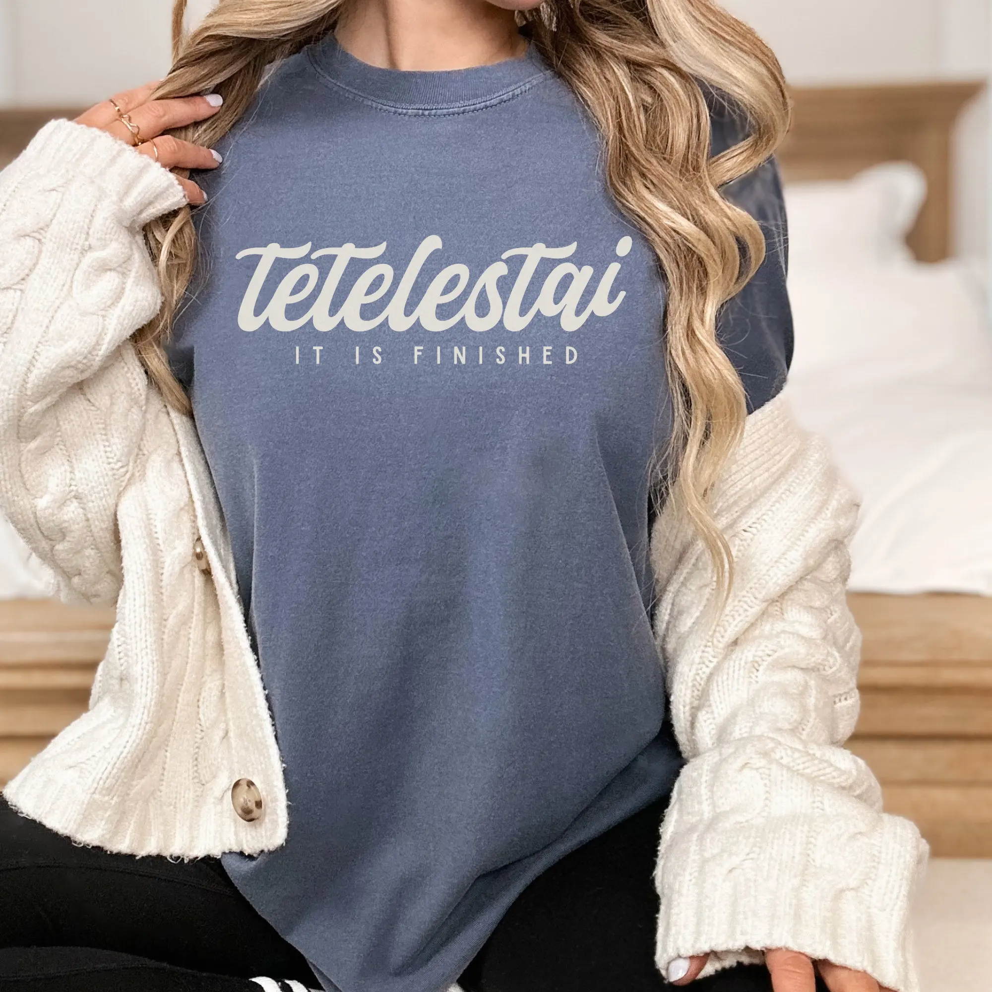 Tetelestai Christian Comfort Colors T Shirt It Is Finished He Risen Easter Resurrection Trendy Retro Faith Based Apparel