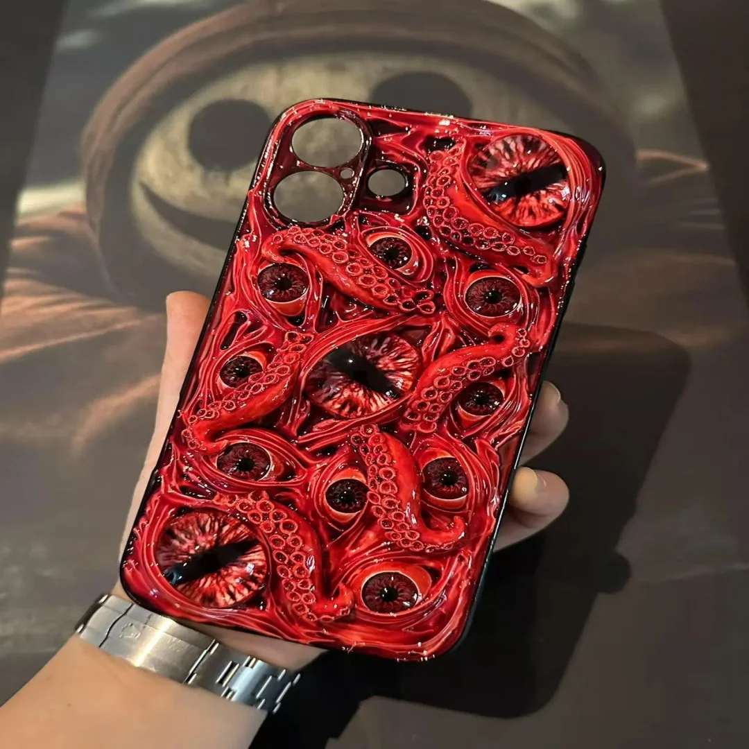 حافظة هاتف Cthulhu Tentacles ذات عيون متوهجة، 16 Pro Max 15 14 12 Mini 11 SE 8 Plus X XR iPhone، Samsung Galaxy Z Flip 6. #5