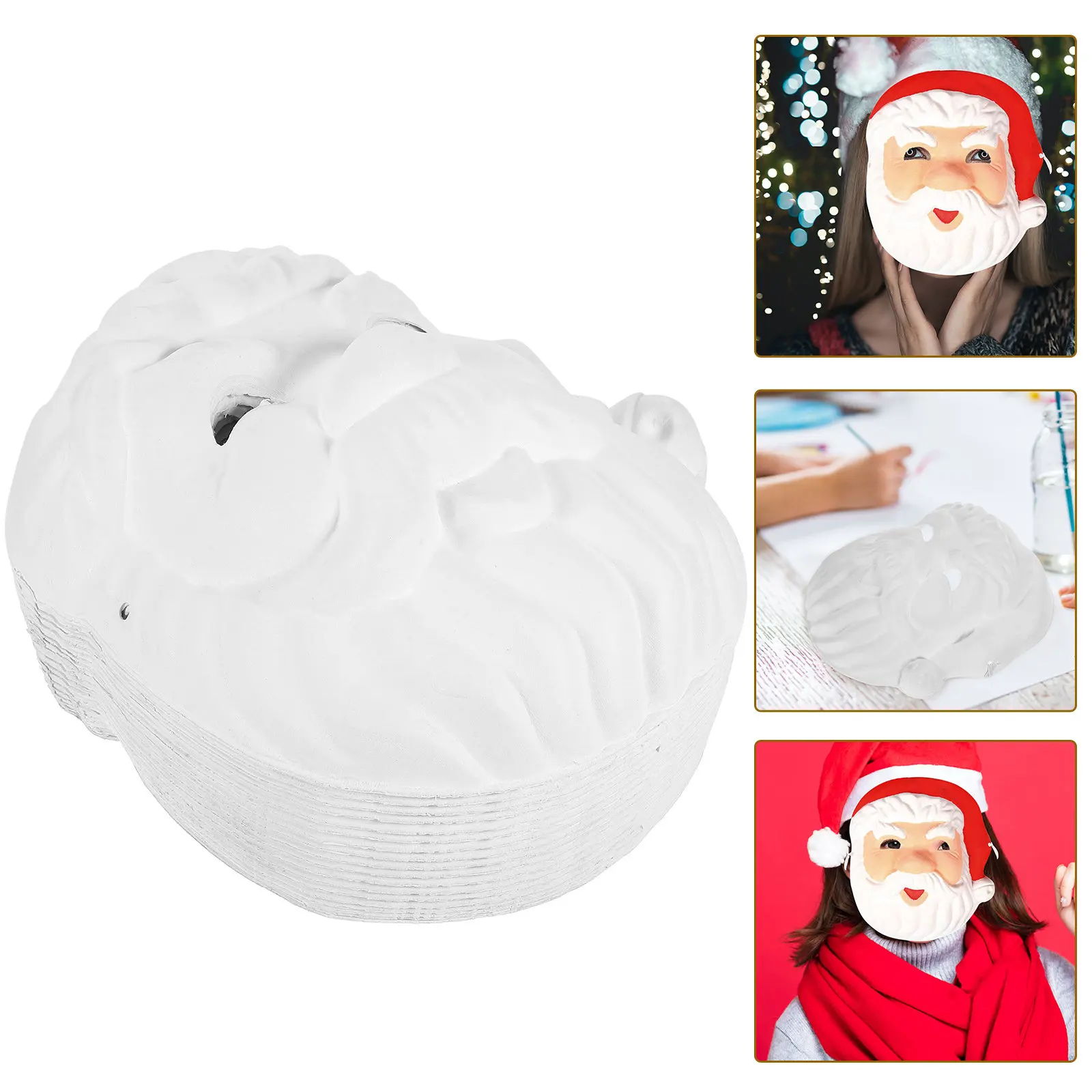 

18Pcs Santa Claus Full Face DIY Blank Paper Mask Unpainted Christmas Party Mask for Crafting Masquerade Prom Costume Decor