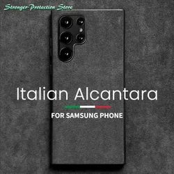 Funda italiana Alcantara para Samsung Galaxy S24 Ultra S23 Ultra S22 Ultra Flod 6 5, funda de teléfono de cuero Artificial de negocios de lujo
