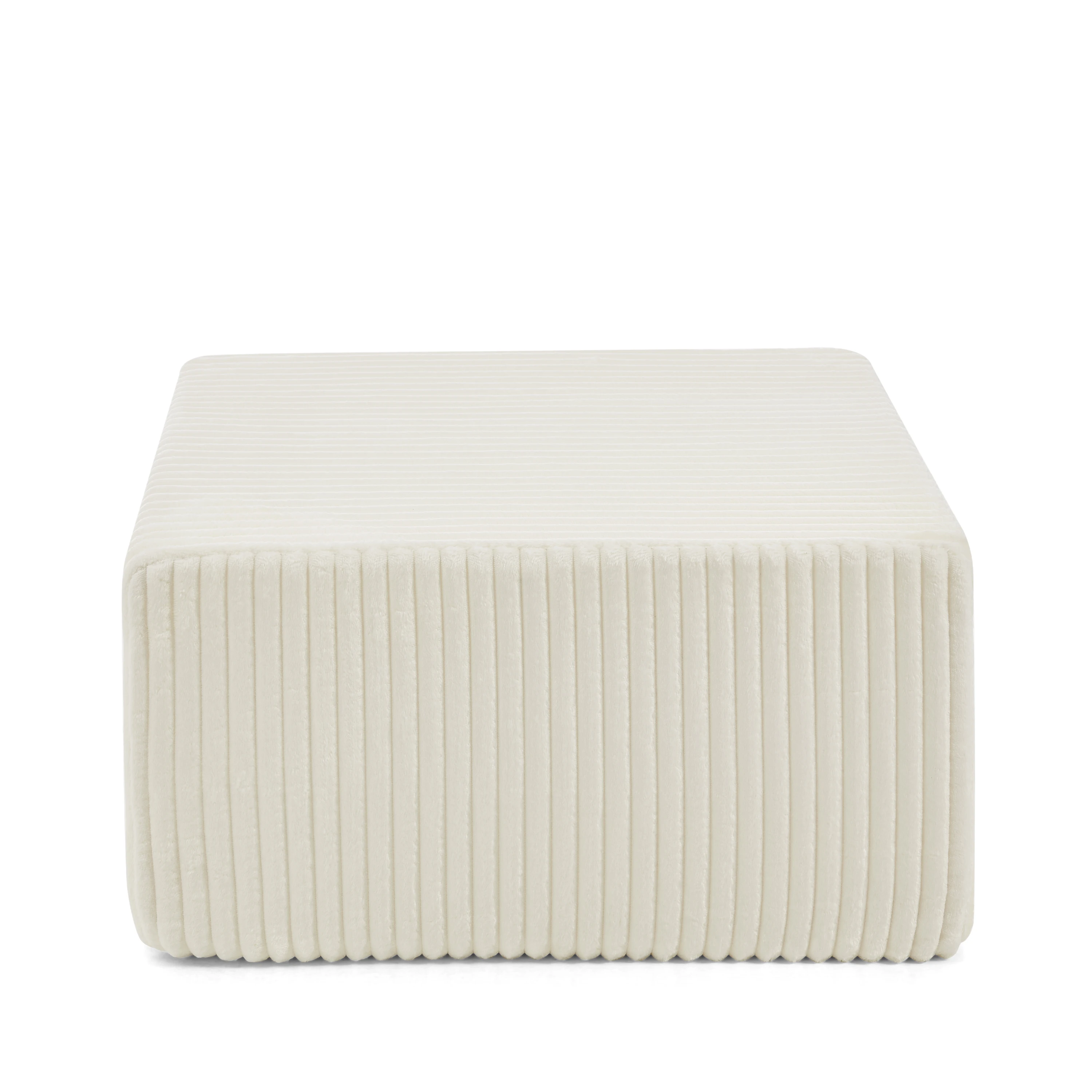 Modular Ottoman Cube Striped Corduroy Foot Stool Versatile Upholstered Seating For Living Room Beige image 5
