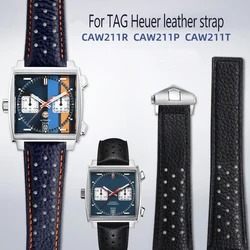 22mm Bracelet For TAG Heuer Watchband Monaco Series Square Wristband Carlisla Racing Leather Waterproof Watch Strap Men's Blue