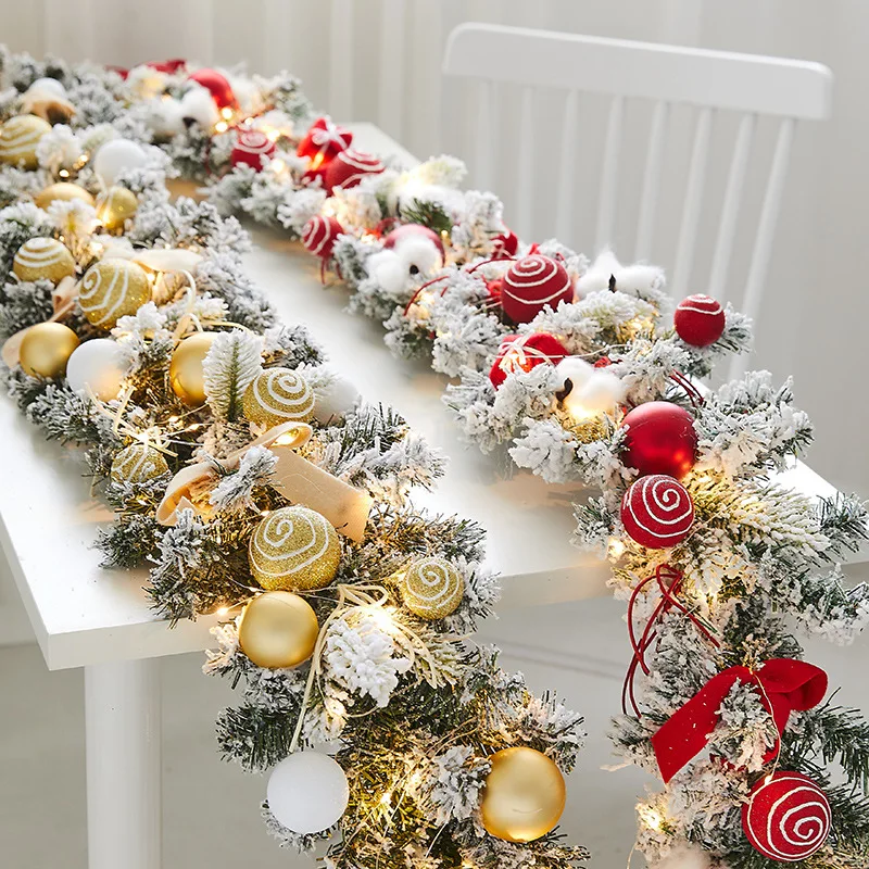 Christmas encryption flocking with decorations rattan hotel shopping mall door staircase handrail scene decoration pendant