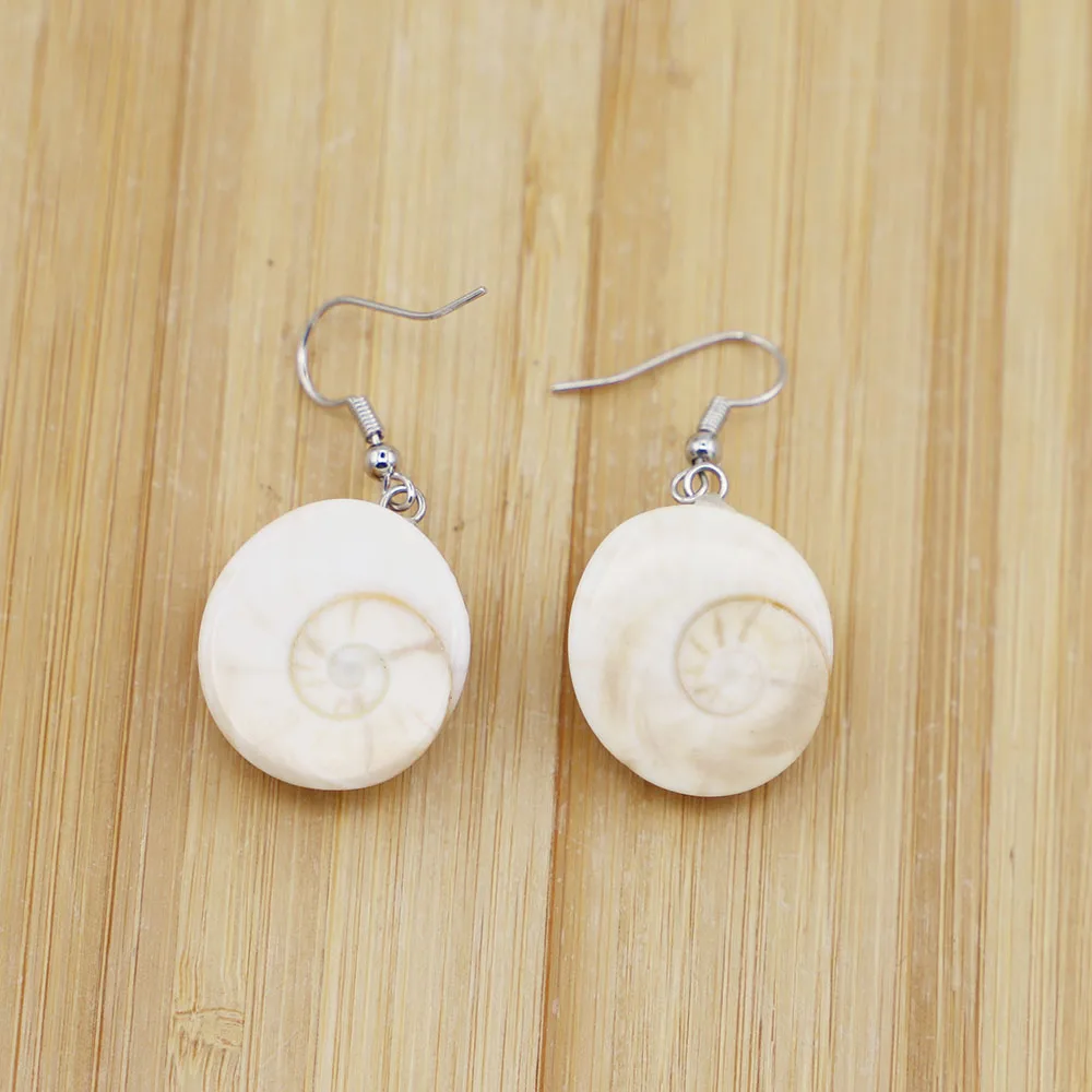 1Pair Hotsell Natural Shell Stone Snail Shape Earrings Pendants Dangle Reiki Fashion Charms Necklace Women Party Wedding Jewelry