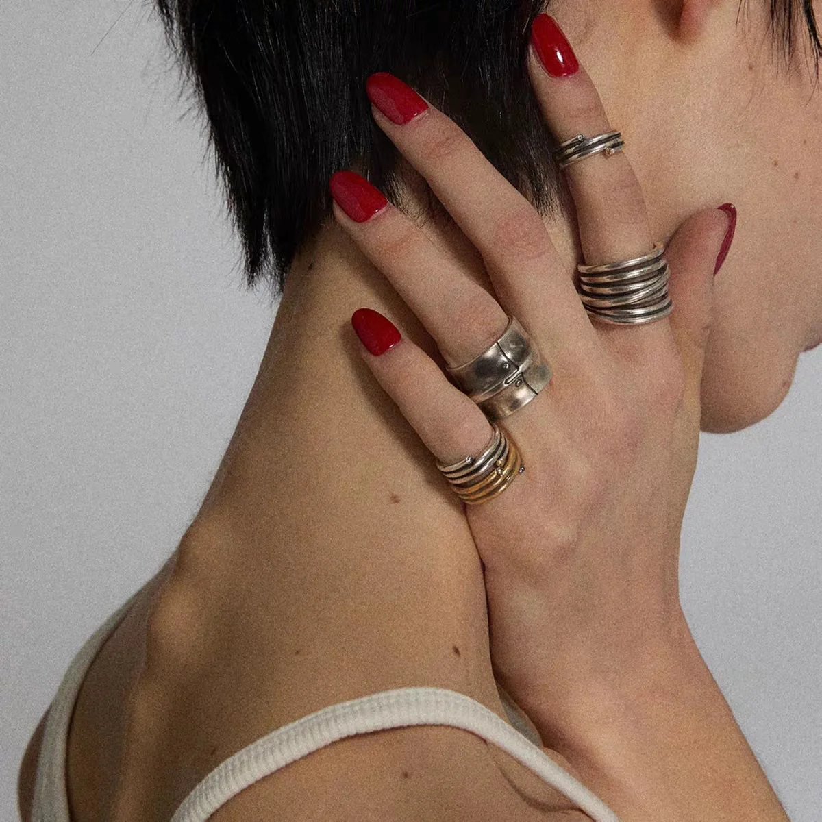 

Vintage Motorcycle Parts Ring Retro Industrial Texture Fashion Minimalist Ring Unisex Punk Trendy Daily Jewelry Accessories