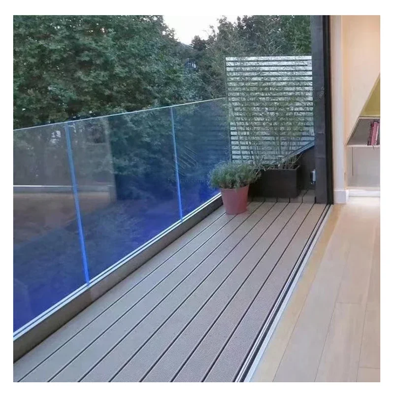 Aluminum Deck Glass Railing install with LED light Aluminum railing for balcony/ stairs/ deck