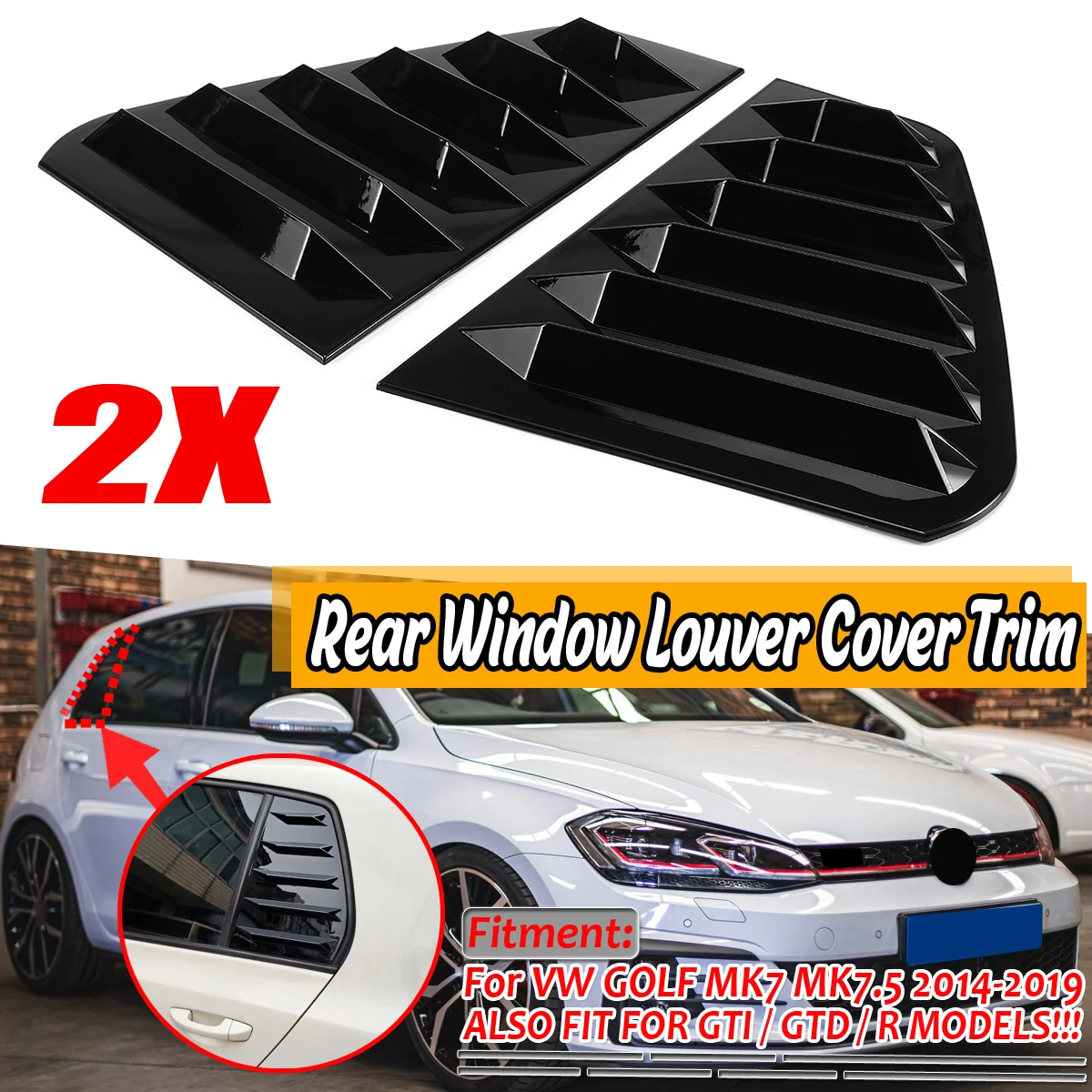 Car Rear Window Louvers Car Rear Window Blinds Side Louvers Vent For VW Golf 7 MK7 MK7.5 2014-2019 Also Fit For GTI GTD R