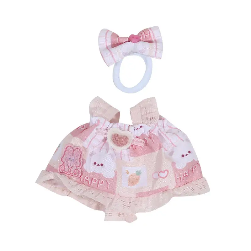 Mini boneca de pelúcia saia roupa universal 17cm pingente boneca de pelúcia conjunto de roupas macacão superior conjunto acessórios de roupas