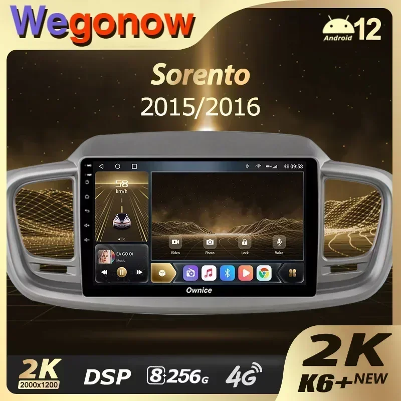 Ownice K6+ 2K for Kia Sorento 3 2014 - 2017 Car Radio Multimedia Video Player Navigation Stereo GPS Android 12 No 2din 2 Din DVD