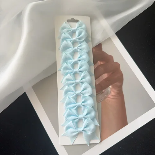 Imagen 2 del producto 10 Uds. De pasadores de horquilla con lazo hechos a mano de Color caramelo, pinzas para el pelo con lazo de cinta sólida, tocados para niñas, accesorios para el cabello para niños