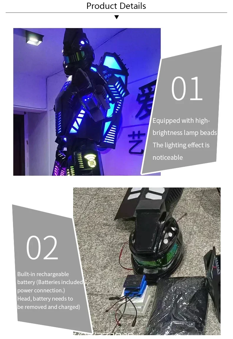 LED Robot Dance Trajes para Adultos, RGB Stilts Walker, Traje de Robô Luminoso de Alta Qualidade, Boate